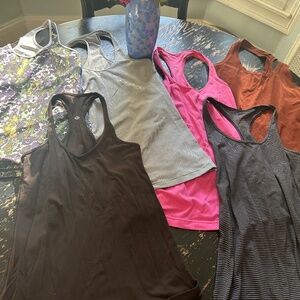 Women's lot of 6 lululemon t back shirts size 8